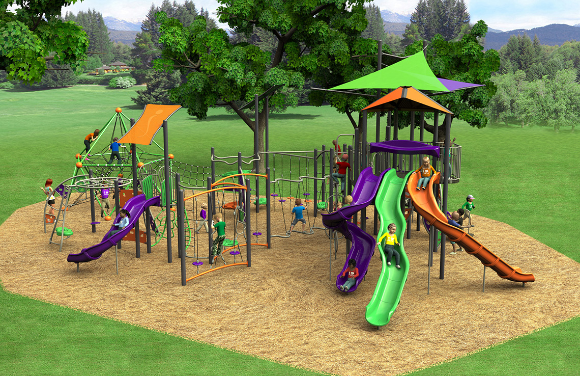 Commercial Playground System w/ Triple Slide